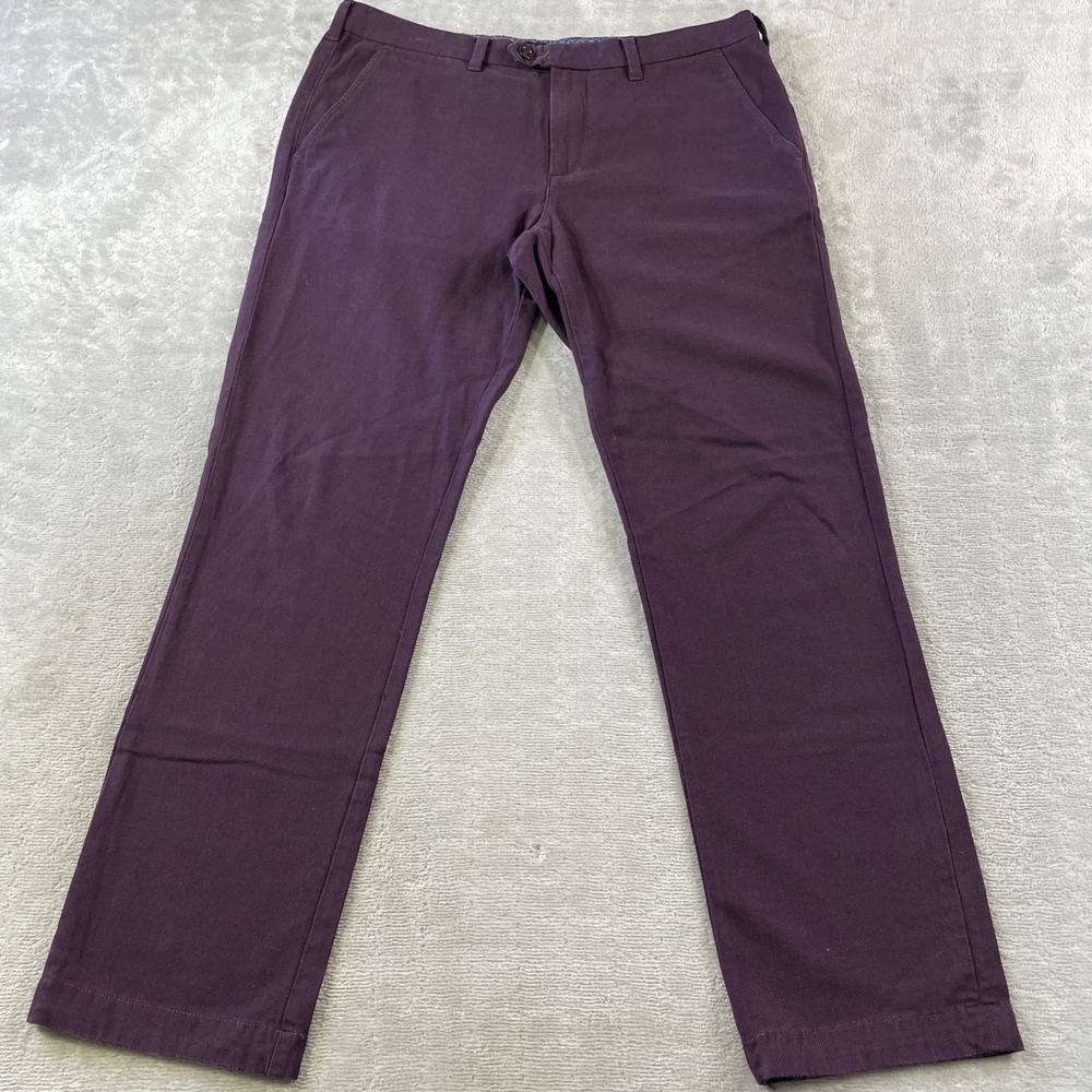 Ted Baker Chino Pants Mens 34R Purple Slim Fit Preppy Office Minimalist Casual